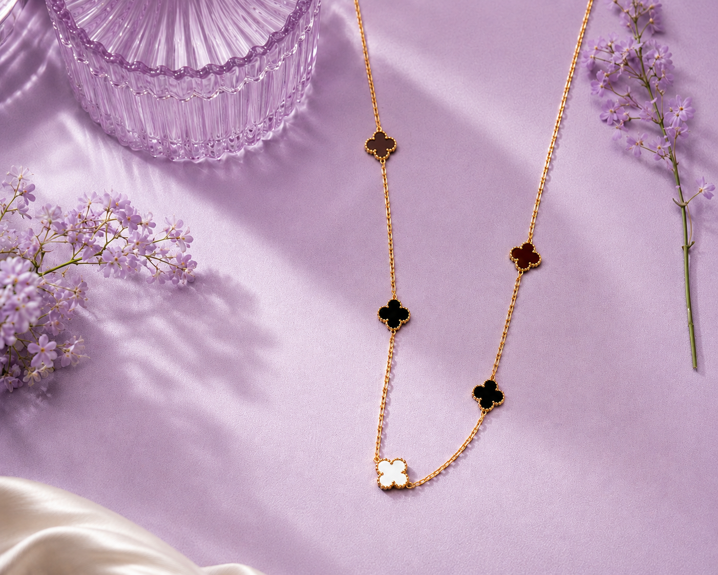 Origo Clover Station Necklace | 925 Sterling Silver For Women | Gold Polish