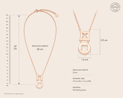 Origo Dual Clover Necklace | 925 Sterling Silver For Women| Rose Gold