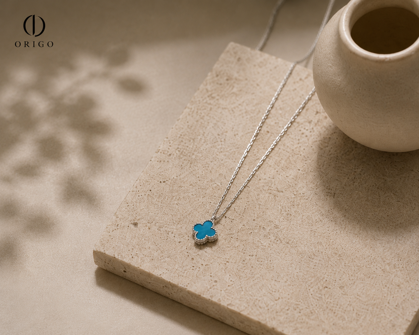 Origo Blue Clover Necklace | 925 Sterling Silver Clover Pendant Necklace for Women