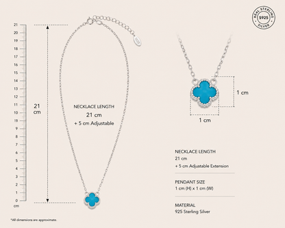 Origo Blue Clover Necklace | 925 Sterling Silver Clover Pendant Necklace for Women