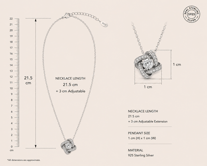 Origo Solitaire Pendant Necklace | 925 Sterling Silver Necklace for Women