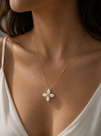 Origo Floral Pendant Necklace | 925 Sterling Silver | Gold Polish Necklace for Women