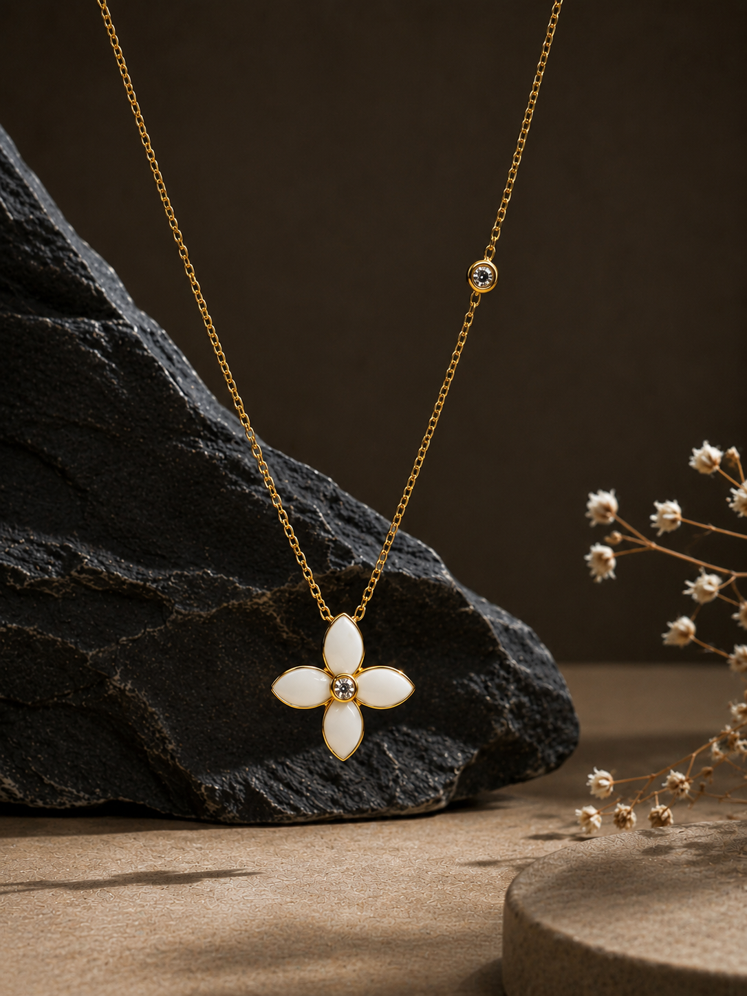 Origo Floral Pendant Necklace | 925 Sterling Silver | Gold Polish Necklace for Women