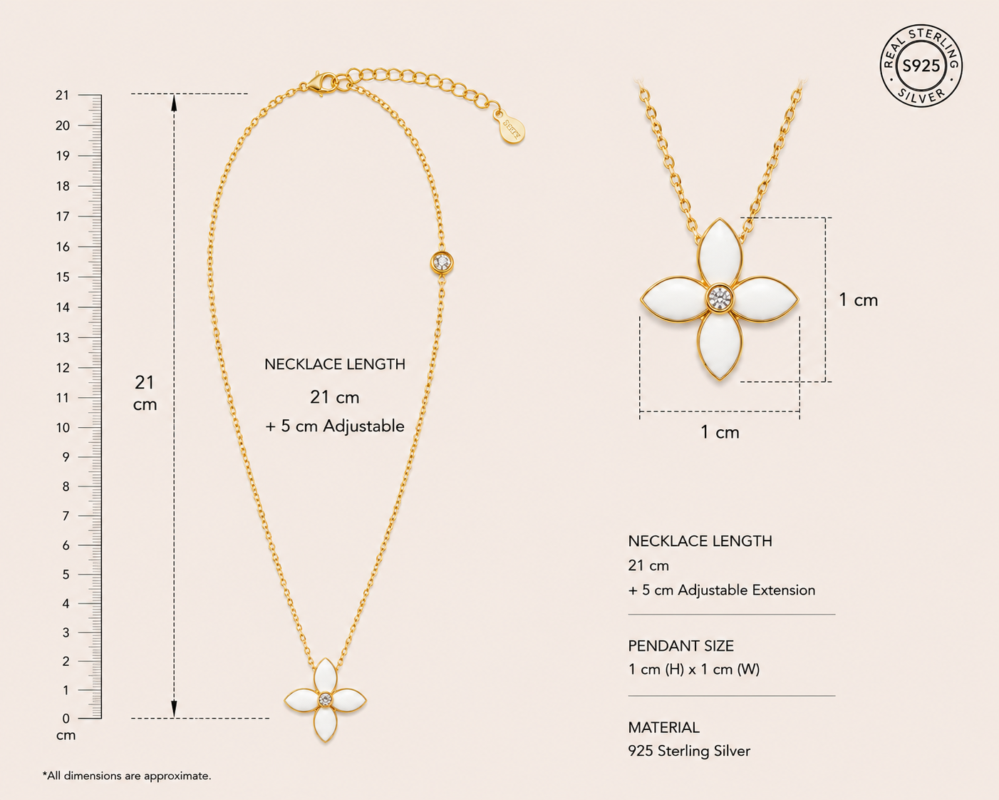 Origo Floral Pendant Necklace | 925 Sterling Silver | Gold Polish Necklace for Women