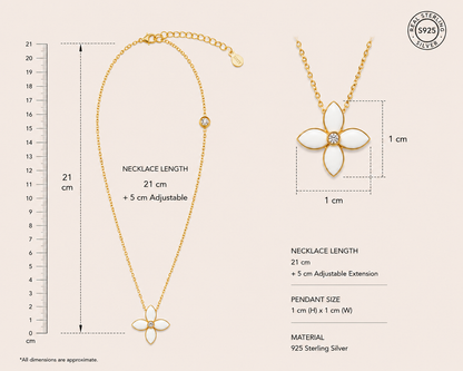 Origo Floral Pendant Necklace | 925 Sterling Silver | Gold Polish Necklace for Women