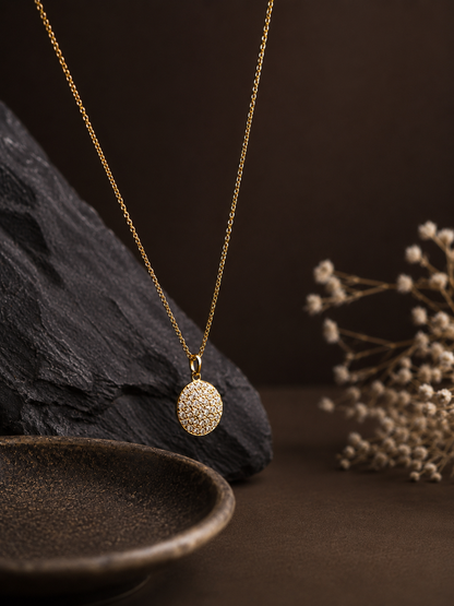 Origo Round Disc Pendant Necklace | 925 Sterling Silver Gold Polish Necklace for Women