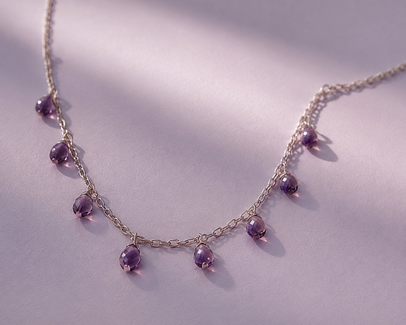 Origo Purple Drop Necklace | 925 Sterling Silver Dangle Necklace for Women