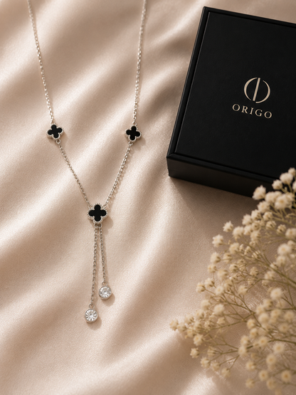 Origo Clover Lariat Necklace | 925 Sterling Silver Station Necklace for Women