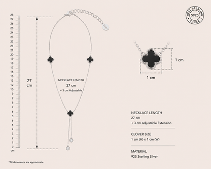 Origo Clover Lariat Necklace | 925 Sterling Silver Station Necklace for Women