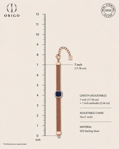 Origo Royal Blue Mesh Bracelet | 925 Sterling Silver Blue Stone Bracelet for Women