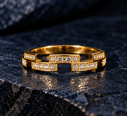 Origo Geometric Gold Crystal Ring for Women