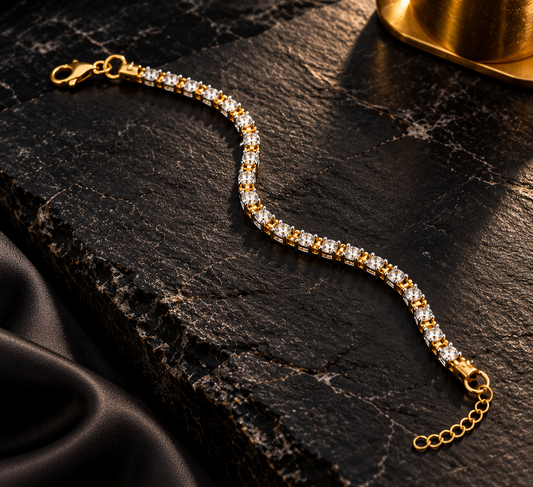 Origo Two-Tone Beaded Bracelet for Women | Gold & Silver Link Bracelet