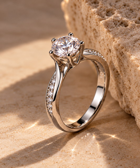 Origo Radiance Solitaire Ring | Silver Engagement Ring for Women